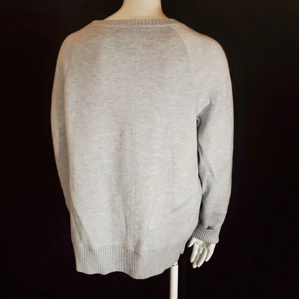 Max & Mia Gray Crew Neck Front Seam Sweater (M)